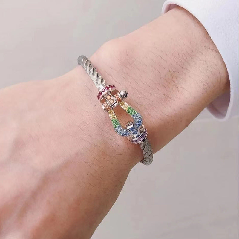 Miro FORCE LARGE HORSESHOE COLORED DIAMOND BRACELET ROSE GOLD