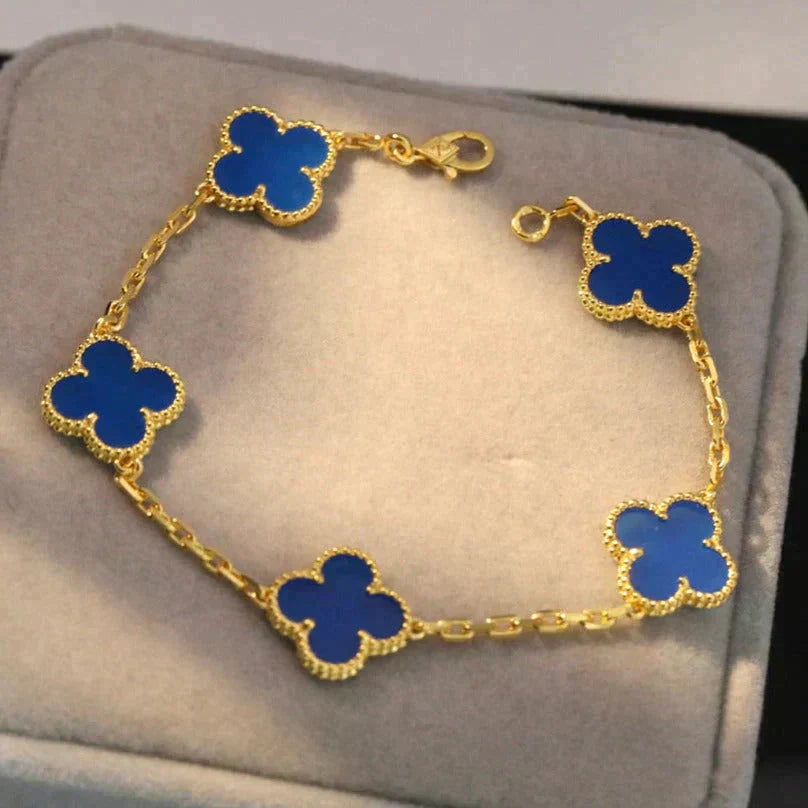[Miro ]New CLOVER 5 MOTIF BLUE AGATE BRACELET COLLECTION