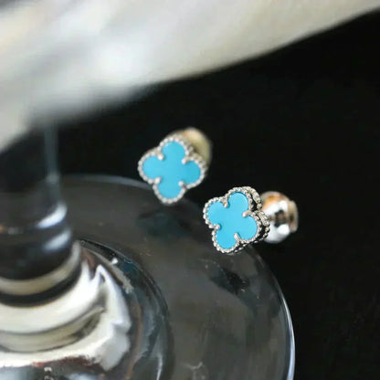Miro CLOVER MINI 9.5MM ONYX STUD EARRINGS SILVER
