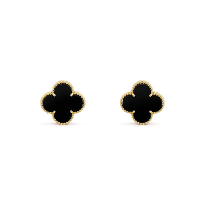 Miro CLOVER MEDIUM 1 MOTIFS  ONYX STUD EARRINGS