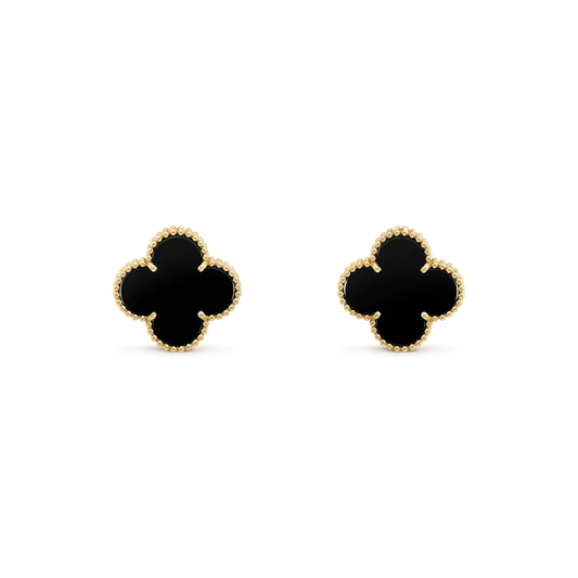 Miro CLOVER MEDIUM 1 MOTIFS  ONYX STUD EARRINGS