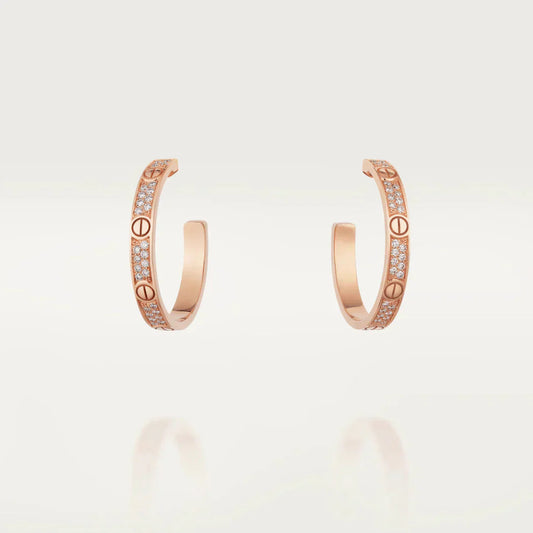 Miro LOVE DIAMOND PINK GOLD HOOP EARRINGS