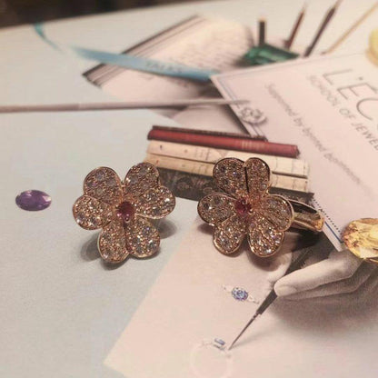 Miro FRIVOLE PINK GOLD FLOWER DIAMOND EARRINGS