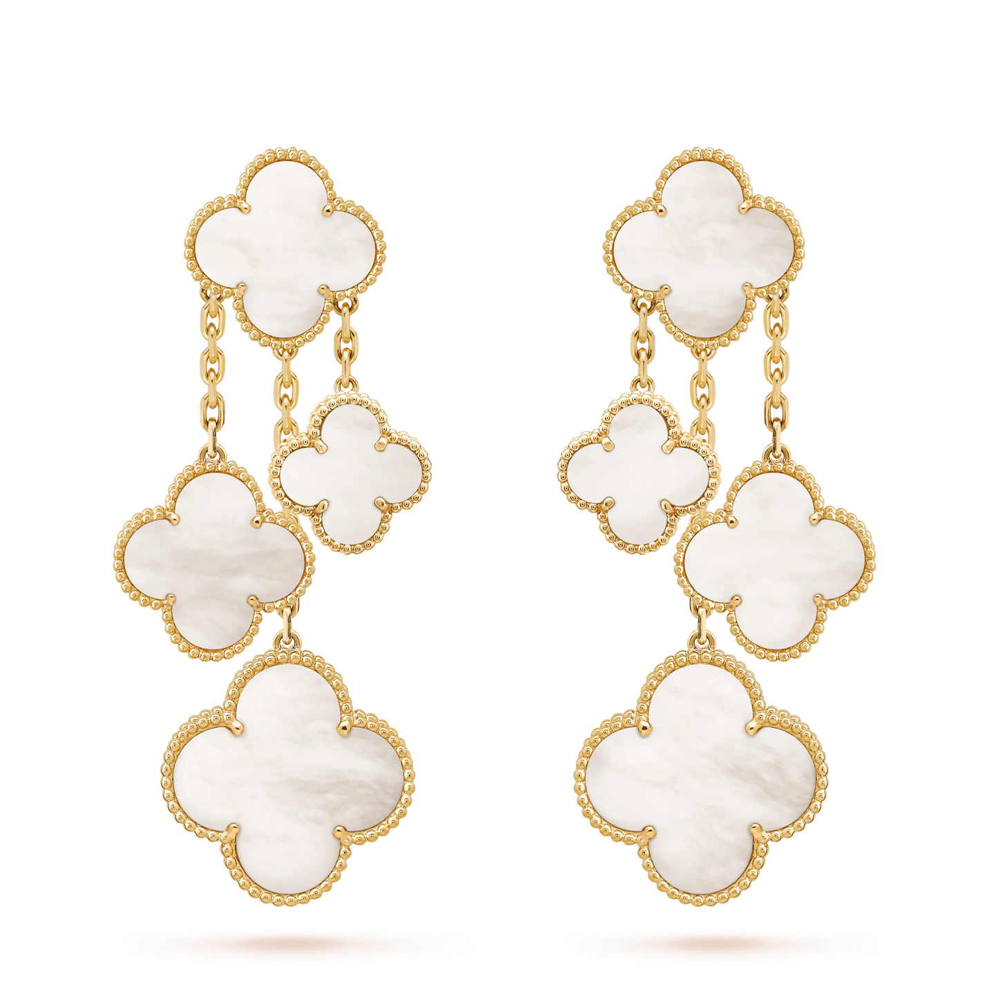 Miro CLOVER EARRINGS WHITE MOP 4 MOTIFS GOLD