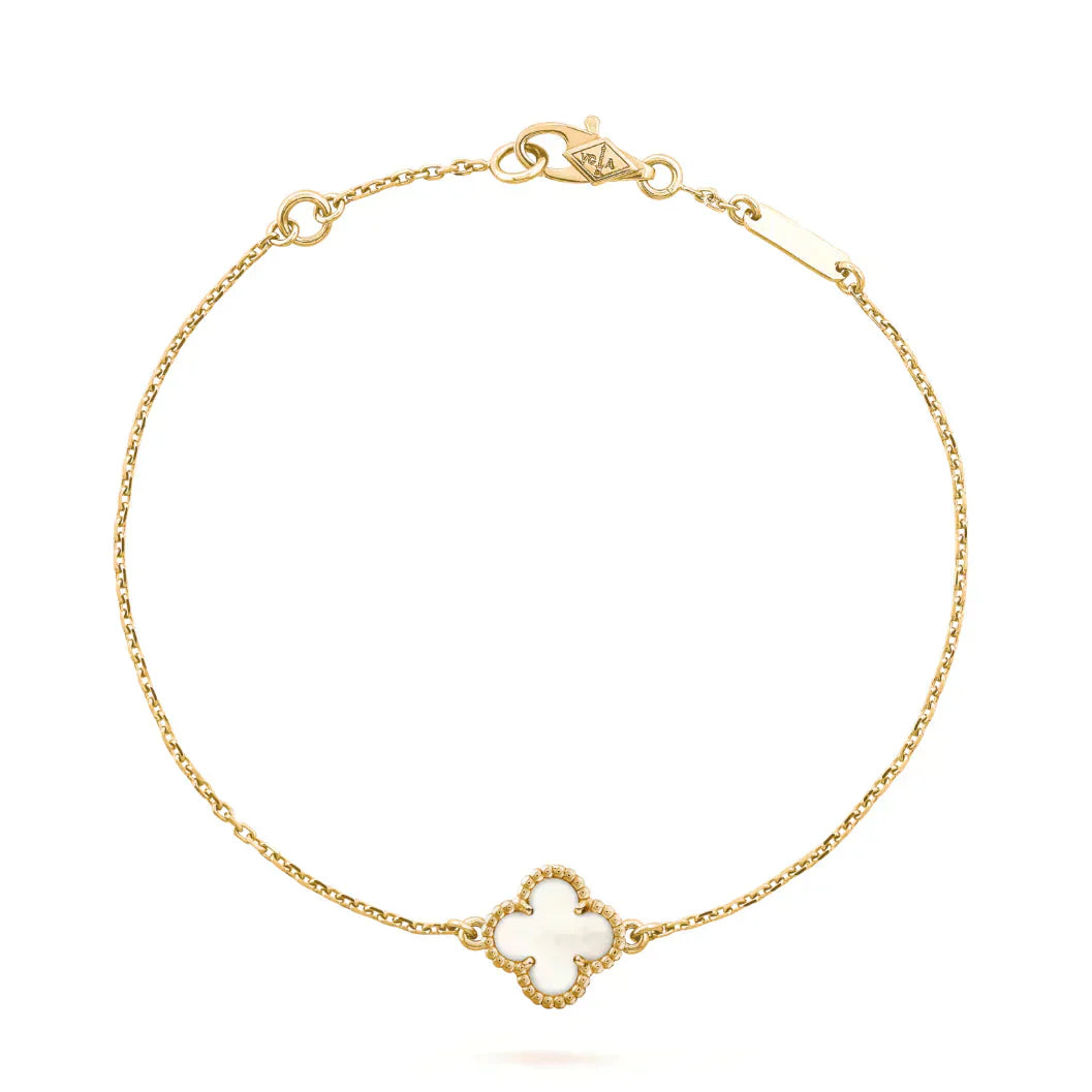 Miro CLOVER WHITE MOP SINGLE FLOWER BRACELET