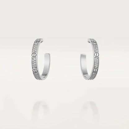 Miro LOVE DIAMOND SILVER HOOP EARRINGS