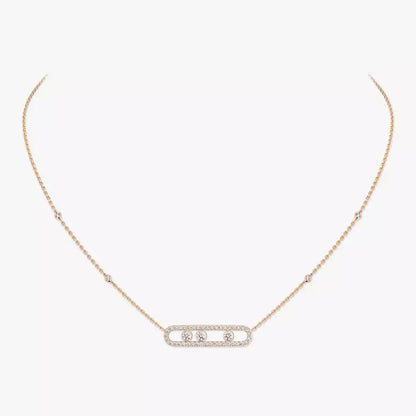 [Miro ] Move Pave_ Rose Gold Diamond Necklace
